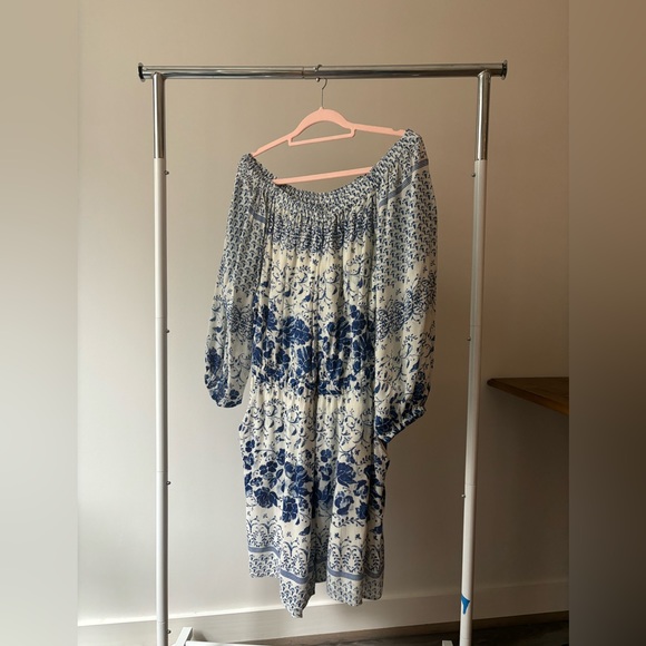 Anthropologie - Blue & White Linen Romper - Size 16 - Picture 2 of 3